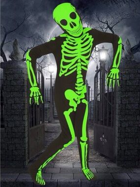 Glow in the Dark Skeleton Halloween Costume Bodysuit